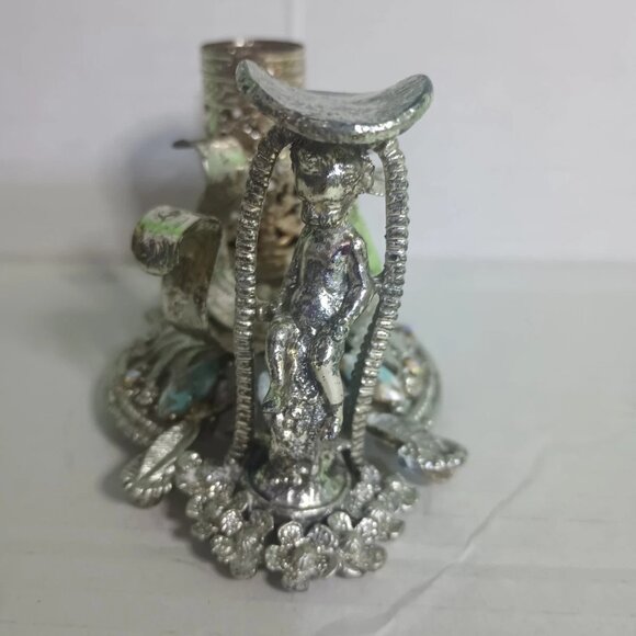 Vintage 60s Sam Fink Vanity Organizer Silver Tone Filigree with Rhinestones MCM - Picture 8 of 15